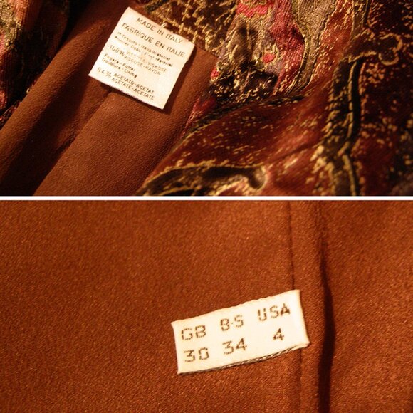 RARE sz 4 Vintage GENNY 1980s Gianni Versace designed Velvet Earthtone Blazer - Picture 10 of 13